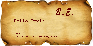 Bolla Ervin névjegykártya